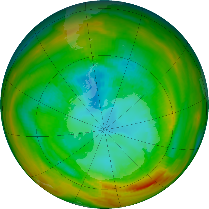 Antarctic ozone map for 25 August 1979